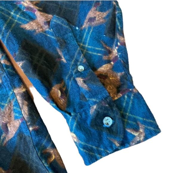 VTG 80s IZOD Redhead duck black‎ & blue plaid flannel 100% cotton shirt XL - Picture 10 of 10